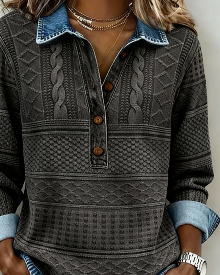 Dolores | Trendy Sweatshirt with Half Button and Collar