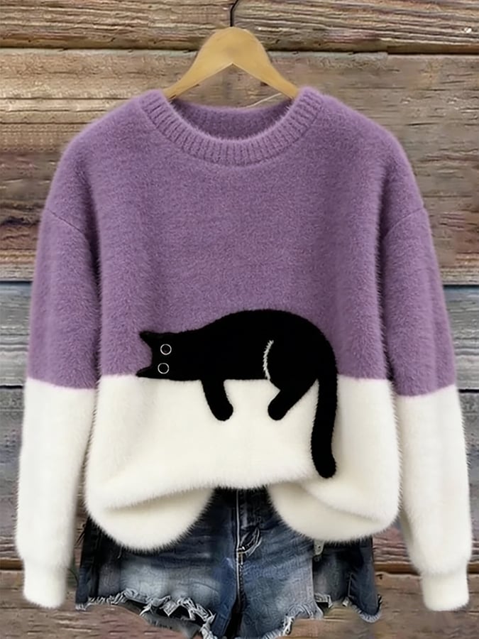Caitlin – Casual Cat Graphic Sweater