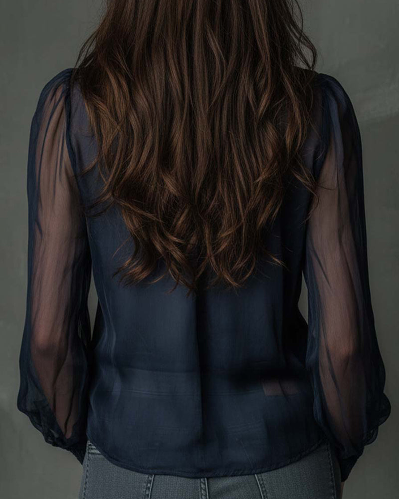 Half-Zip Blouse Long Sleeve Knit