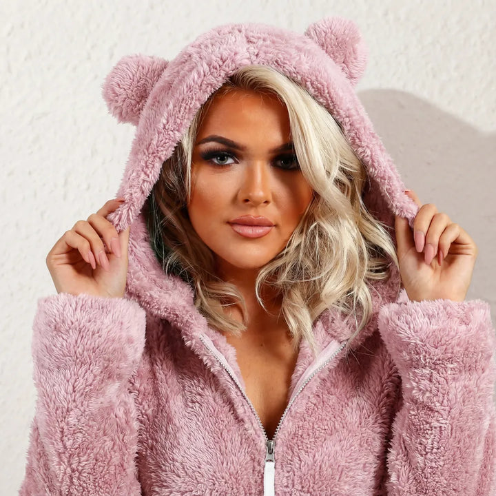 Celia - Plush Teddy Hoodie Suit