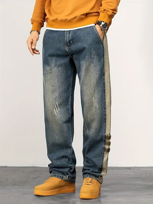 Men's Straight-Leg Pants with Contrast Panels