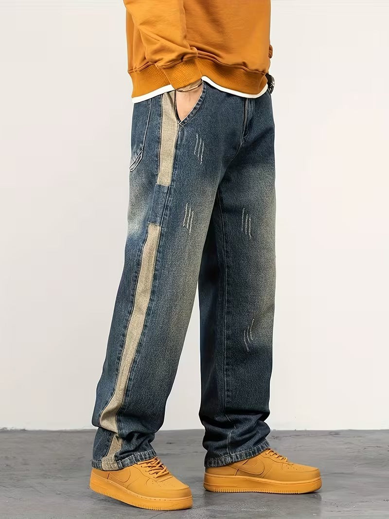 Men's Straight-Leg Pants with Contrast Stripe