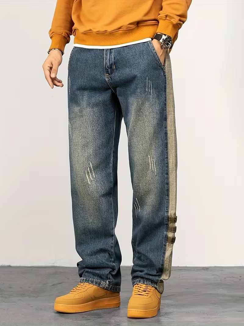 Men's Straight-Leg Pants with Contrast Stripe