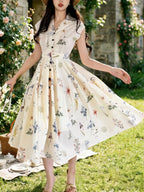 Women's Floral Midi Shirt Dress