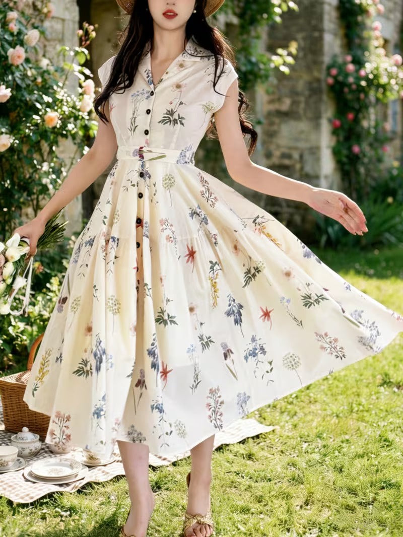 Women's Floral Midi Shirt Dress