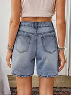 Women's High-Waisted Shorts with Floral Embroidery